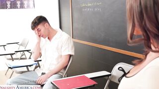 Hot teacher seduces guy to fuck her after class ????