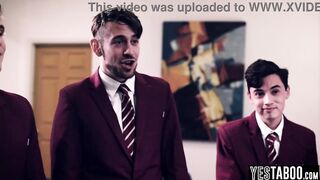 Horny students gangbang huge tits BBW mature teacher in classroom