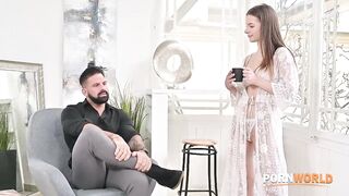 Baby Doll- Petite Teen Gets An Early Morning DP From Her Roommates