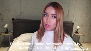 Latina with a big butt fucks her boyfriend while her parents are in the other room.