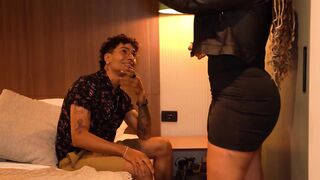 Skinny tattooed stepson ends up fucking his stepmother when they share a bed