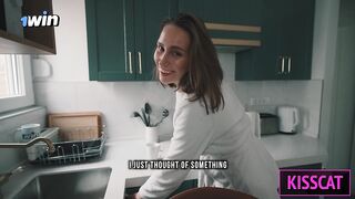 Step son's friend fuck his new step mom while phone talking in share bed