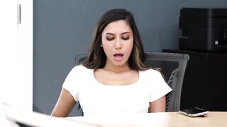 Lesbian Gianna Dior and Hazel Grace Scissor Wildly in Empty Conference Room